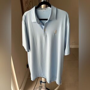 Peter Millar Summer Comforter Men’s Golf Performance Polo Shirt Blue Size XL